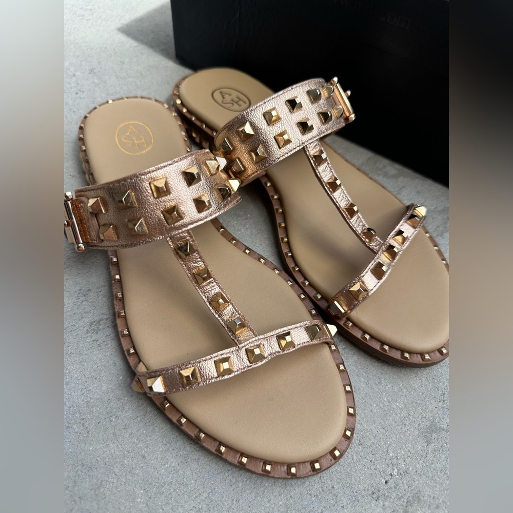ASH Metallic Studded Slide Sandals Size 8.5